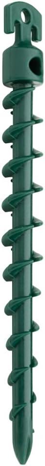 7.5" Green Spiral Plastic Ground Anchor Stake (4 Pack)