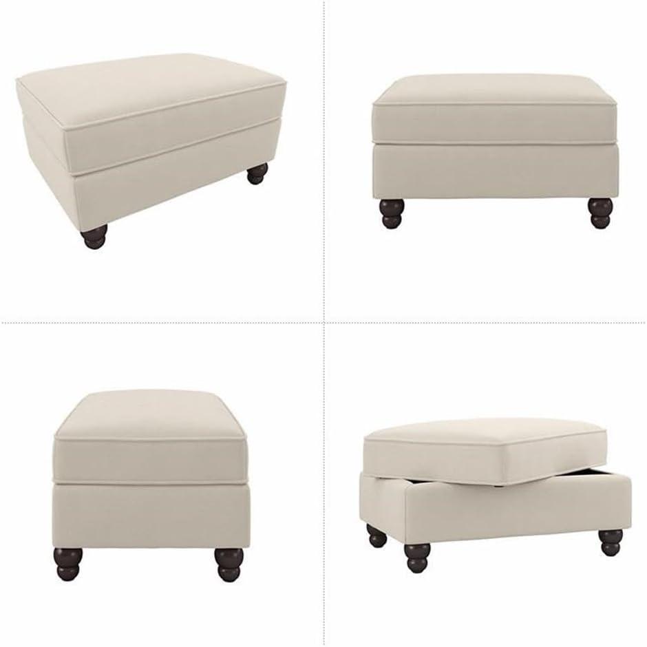 Coventry Otomana Tapizada con Almacenamiento en Tela Color Crema en Espiga