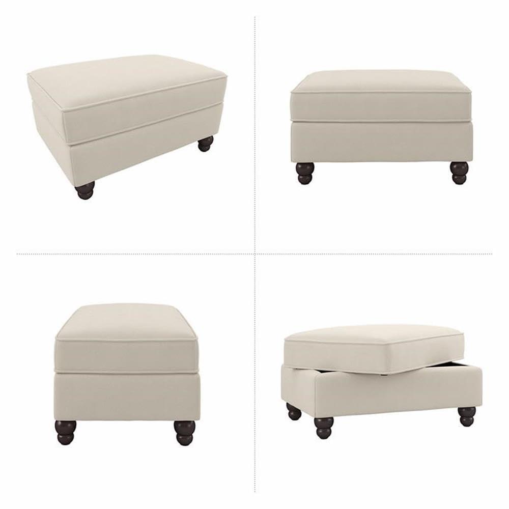 Coventry Otomana Tapizada con Almacenamiento en Tela Color Crema en Espiga