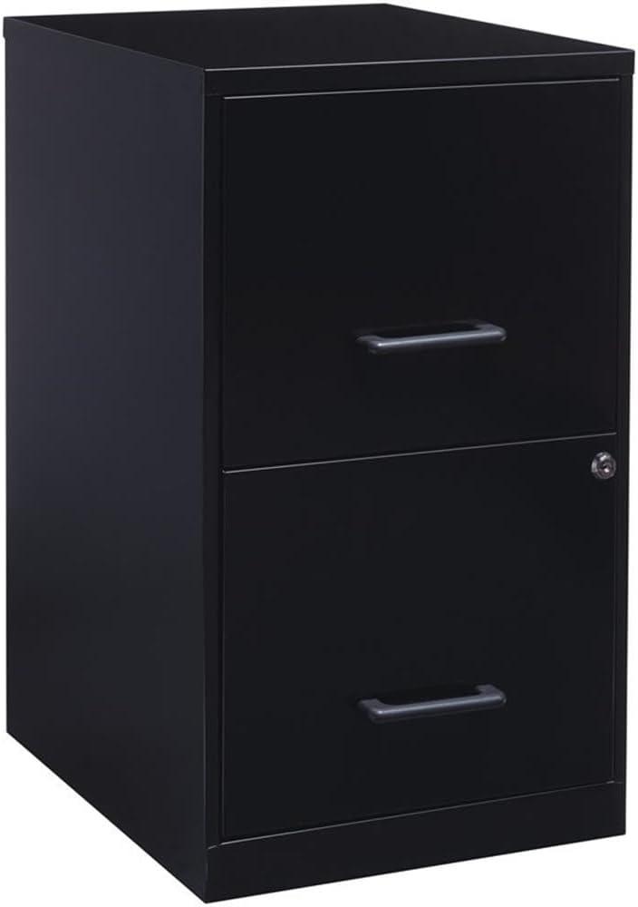 Black Metal 2-Drawer Lockable File Cabinet