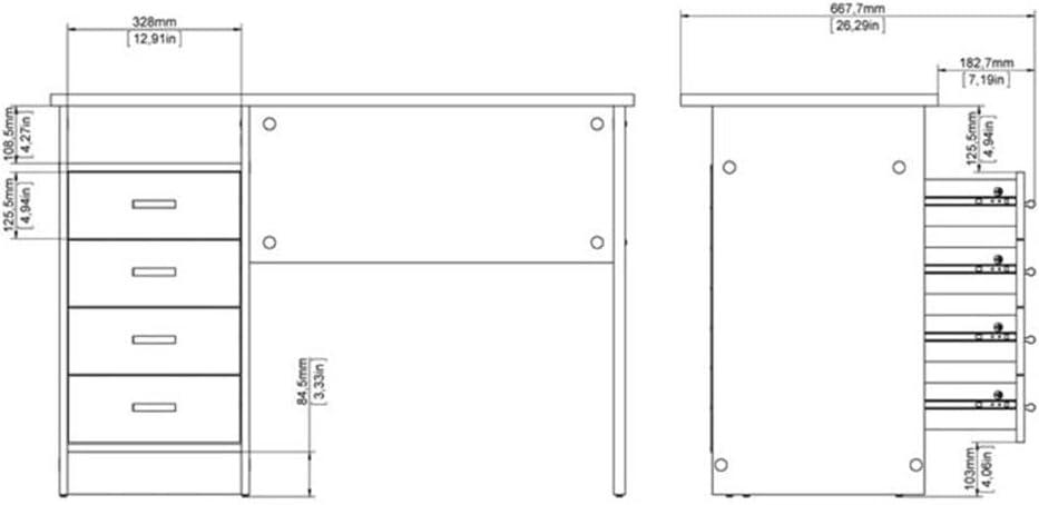 Tvilum Warner 4 Drawer Office Desk with 1 Shelf for Adults, Black Woodgrain
