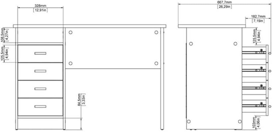 Tvilum,Desk with 4 Drawers Black Woodgrain