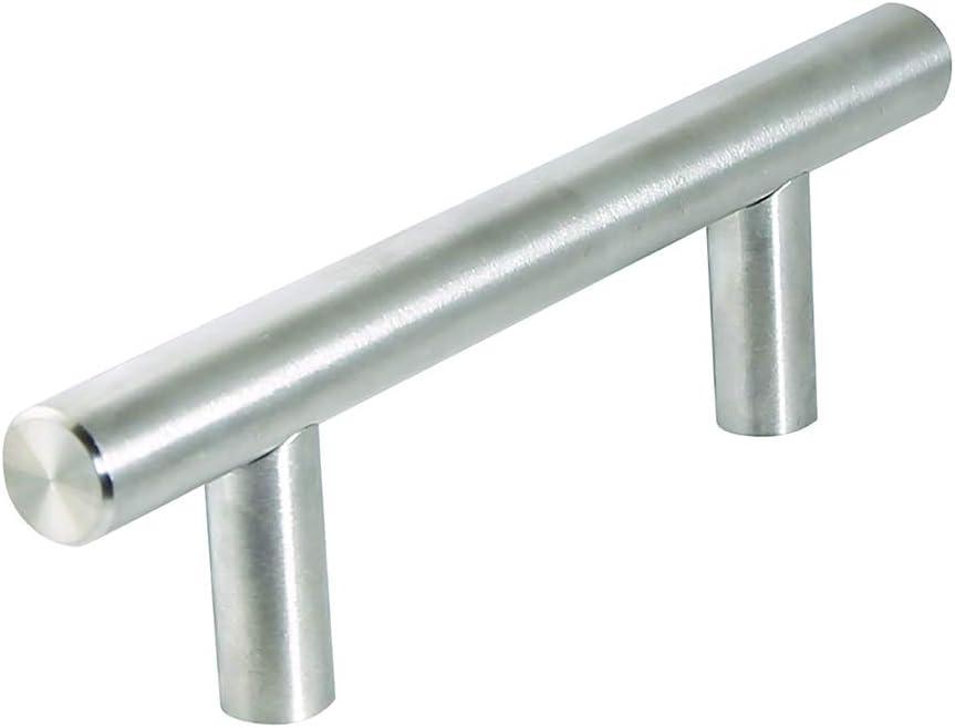 Brushed Nickel Steel Bar Drawer Pull with Mounting Hardware