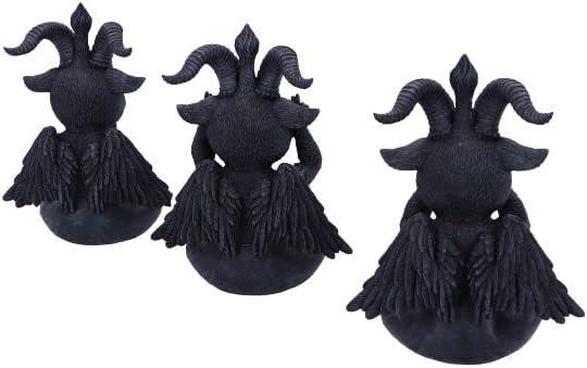 Three Wise Baphomet Black Resin Occult Figurines 13.5cm