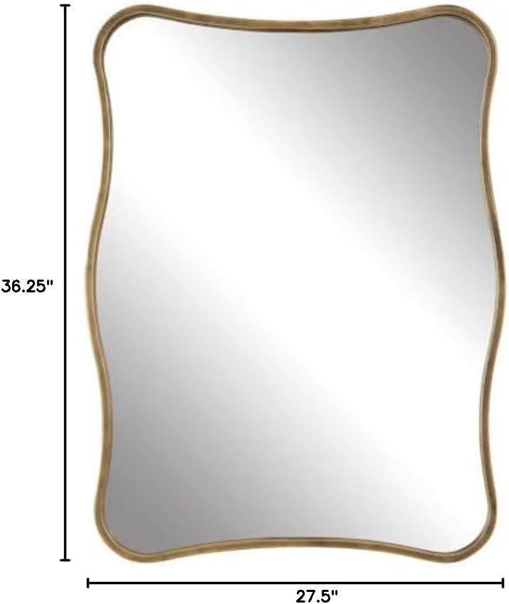 Curvy Gold Rectangular Transitional Vanity Mirror