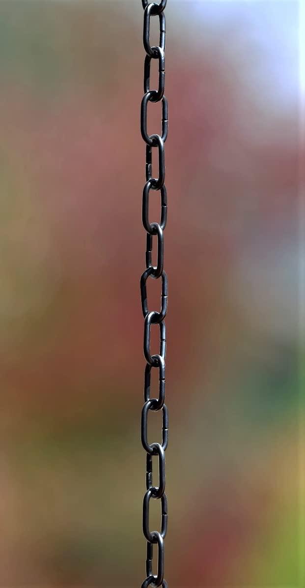 Monarch Rain Chains Aluminum Traditional Link Rain Chain, 8.5 ft Black Powder Coated Aluminum Decorative Rain Catcher Chain for Gutters, Black Aluminum Rain Gutter Replacement Downspout