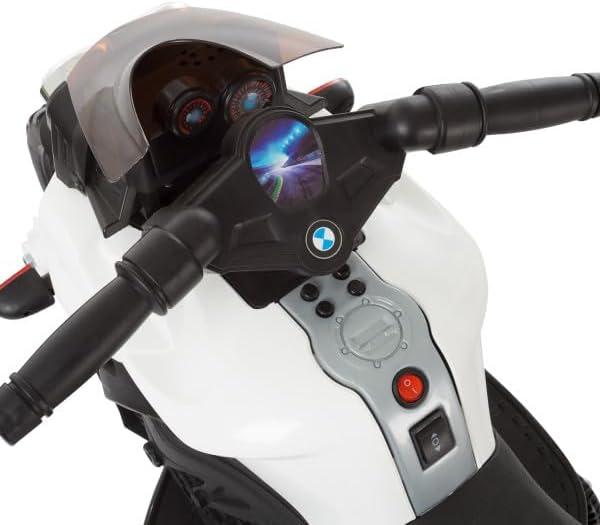 Toy Time Kids Motorcycle - Electric Ride-On with Training Wheels and Reverse Function - White and Black