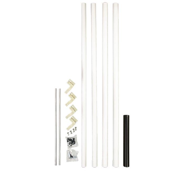 White Steel Telescoping Pole with Clamps and Rods, 15'