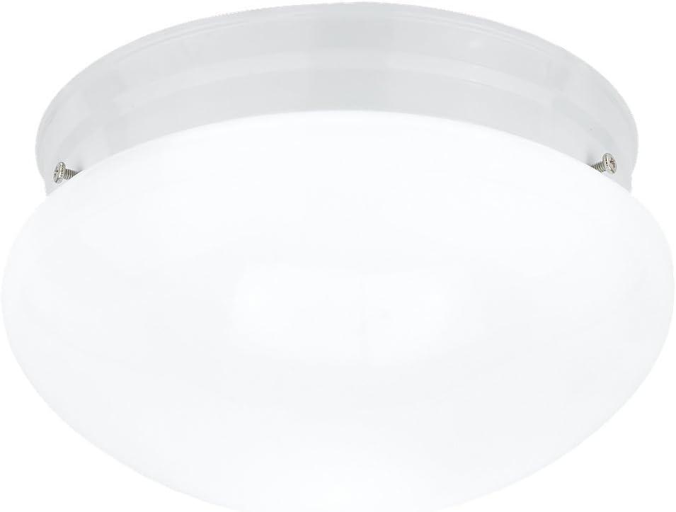 White Smooth Glass 2-Light Indoor/Outdoor Flush Mount Ceiling Fixture