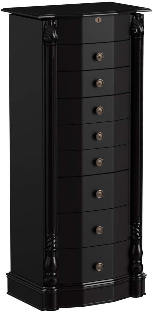 Hives and Honey Florence 8 Drawer Standing Jewelry Armoire - Rich Black