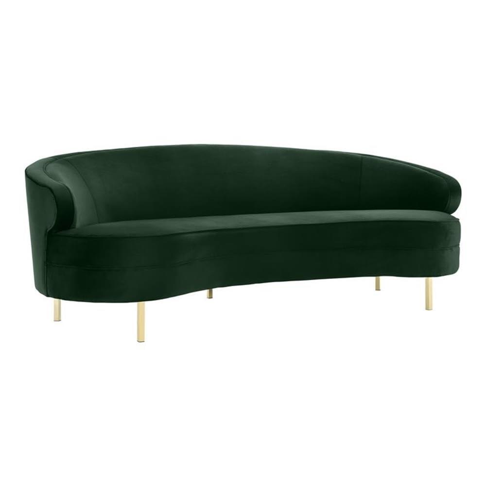 Elegant Baila Green Velvet 89" Sofa with Gold Stainless Steel Legs