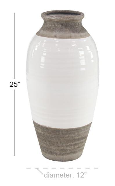 DecMode Jarrón de Cerámica Gris de 14"