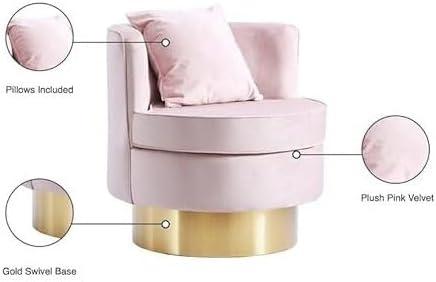 Meridian Furniture Kendra Pink Velvet Swivel Accent Chair
