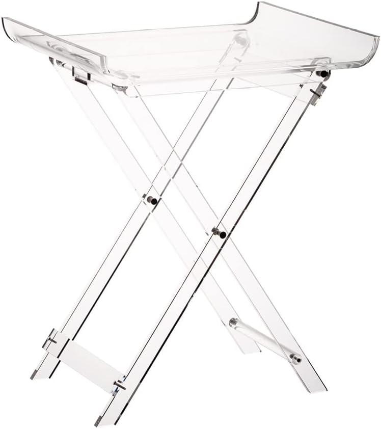 Designstyles Acrylic Foldable Tray Side Table Curved Top , Luxurious Home Decor Essential, Perfect for Convenient Tabletop Space