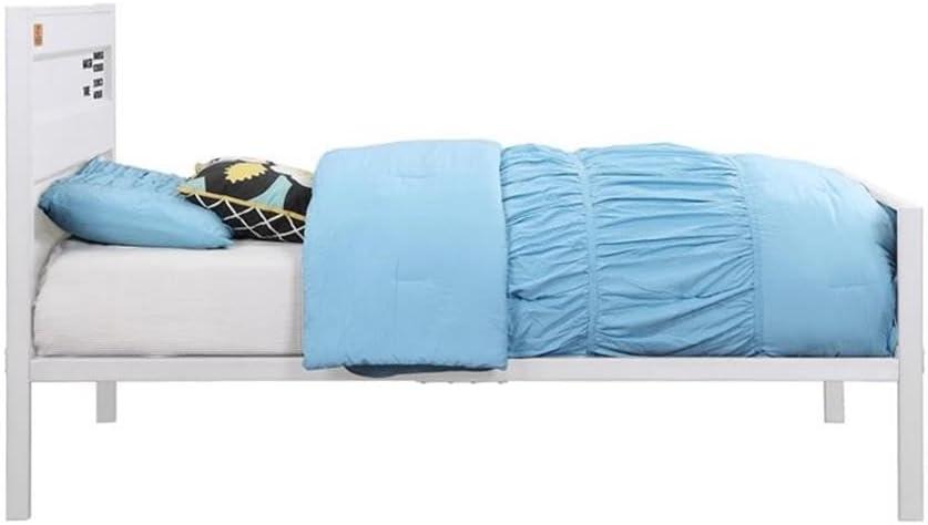 Cargo 79" Full Bed White - Acme Furniture: Contemporary Metal Frame, Canvas Headboard, No Box Spring Needed