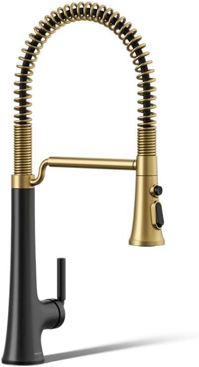 Kohler Tone Single Handle Semi-Professional Pre-Rinse Kitchen Sink Faucet with Three-Function Pull Down Sprayer