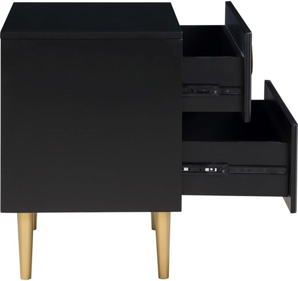 Meridian Furniture Zayne Contemporary Metal Nightstand in Rich Black Finish