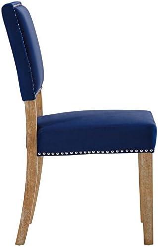 Modway Oblige 19" Wood and Velvet Polyester Fabric Dining Chair in Navy