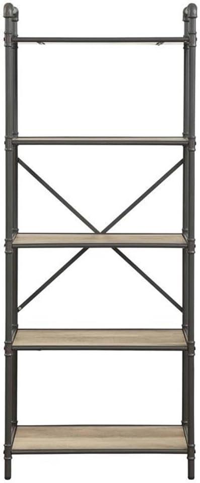 63" Itzel 5 Shelves Bookcase Antique Oak/Sandy Gray - Acme Furniture