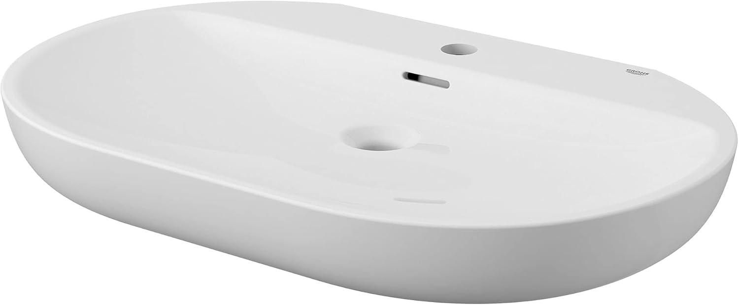 Essence Alpine White Oval Wall Mount Bathroom Sink with Overflow