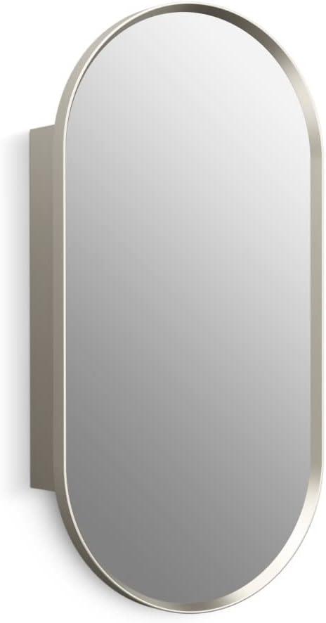 Brushed Nickel 30" x 15" Capsule Framed Medicine Cabinet