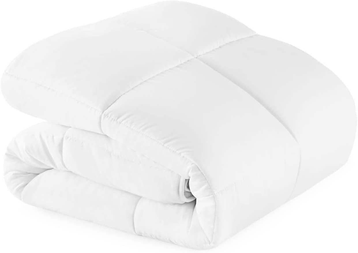 Oversized Queen White Microfiber Quilted Down Alternative Comforter