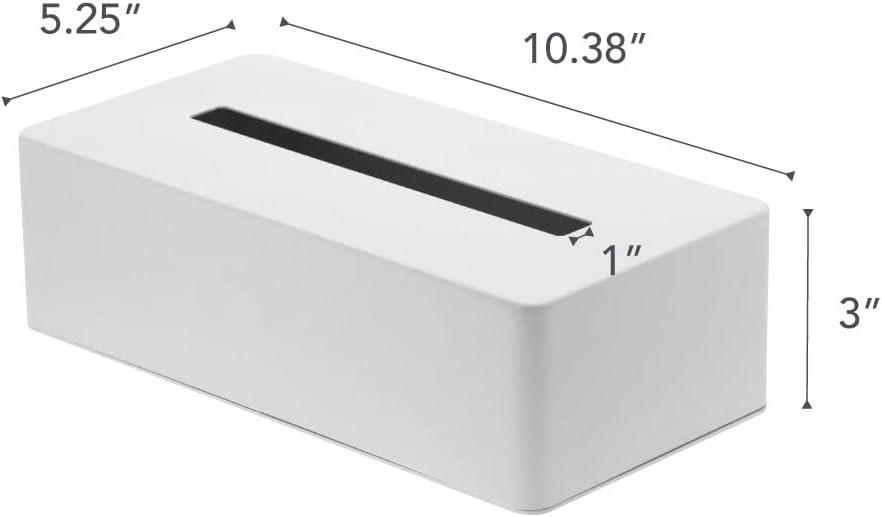 White Steel Minimalist Rectangular Tissue Box Cover