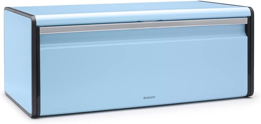 Dreamy Blue Large Rectangular Metal Bread Box with Flat Top