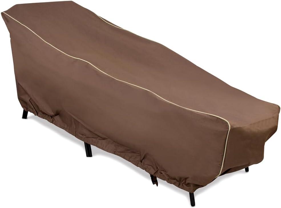 Brown High-Grade Patio Chaise Cover with Taupe Trim