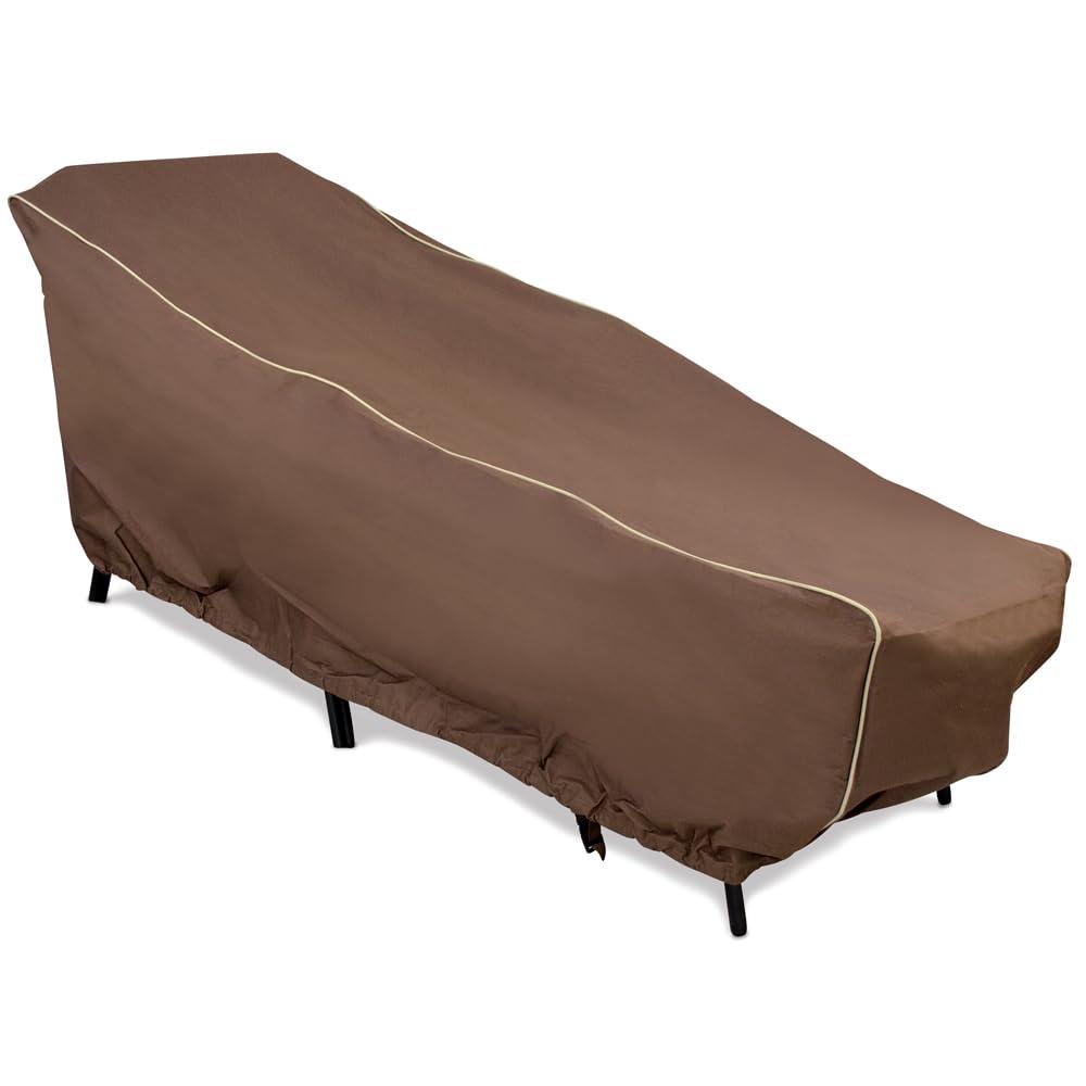 Brown High-Grade Patio Chaise Cover with Taupe Trim