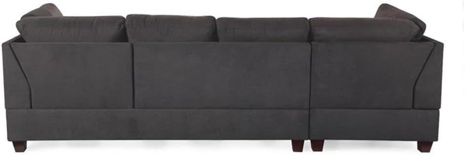 Maykoosh African Adventure 3 Piece Fabric Sectional Sofa Set with Ottoman in Ebony Gray