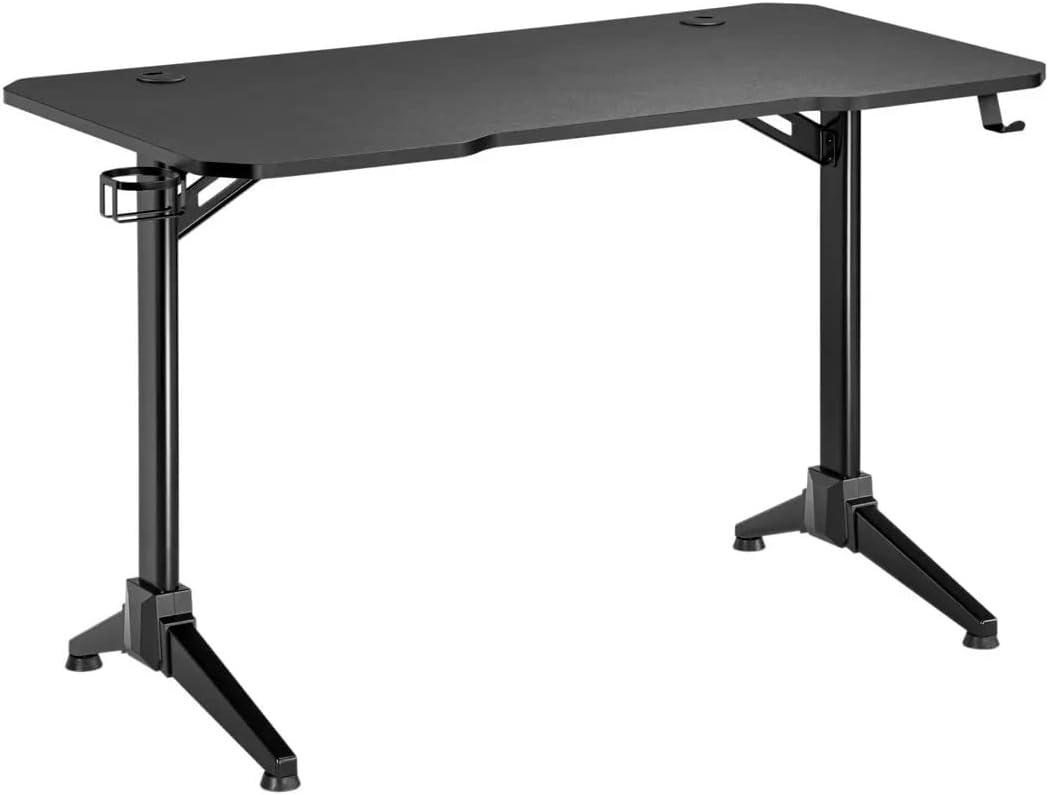 Monoprice Home Office Steel Frame Computer Desk with Solid-Core 4-foot Desktop and Accessory Attachments, Black - Workstream Collection