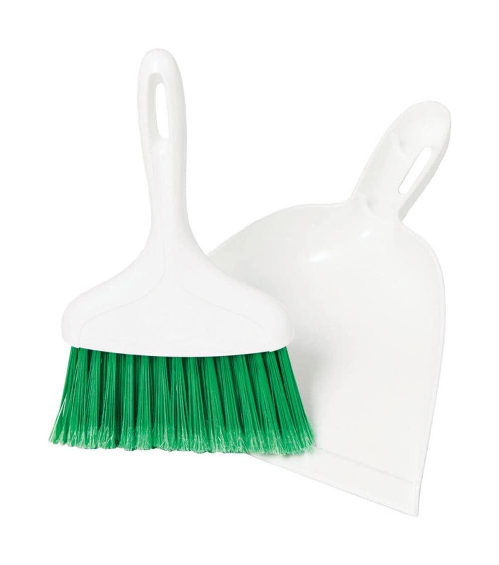 Libman Whisk Broom and Dustpan Set Green White Polypropylene