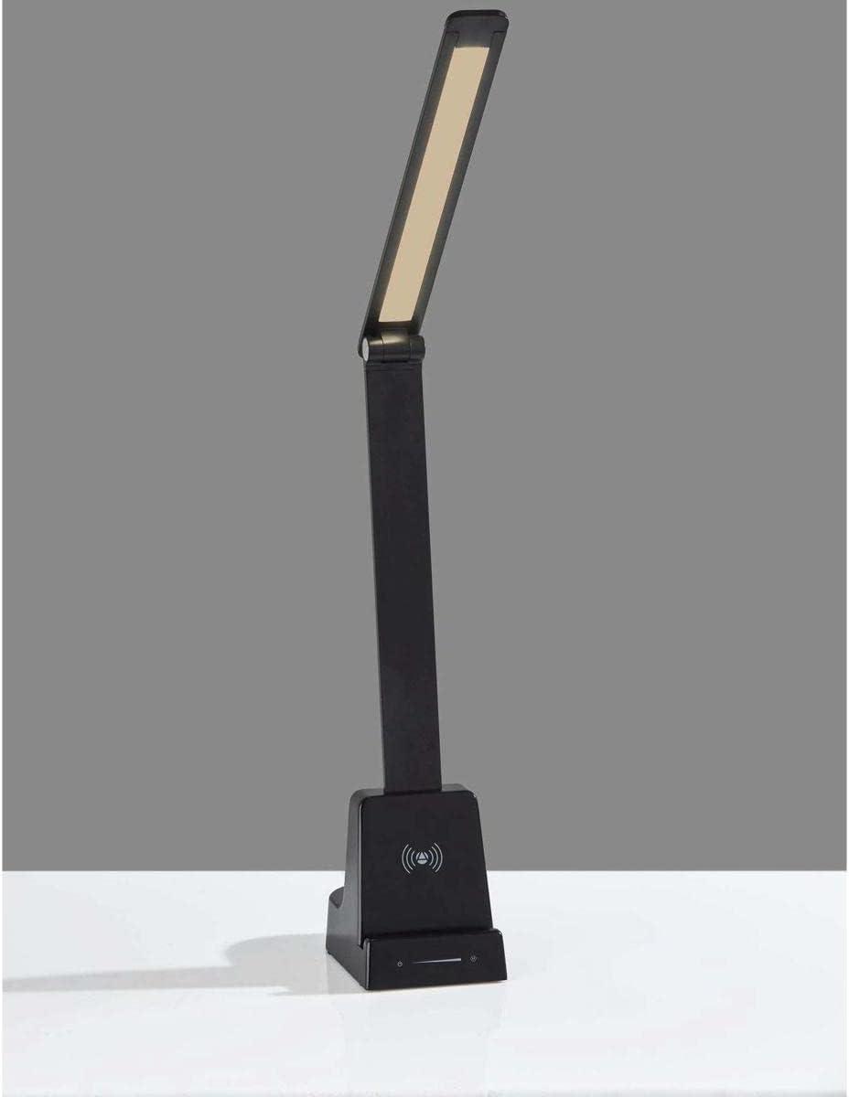 Matte Black Adjustable LED Desk Lamp with Wireless Charging