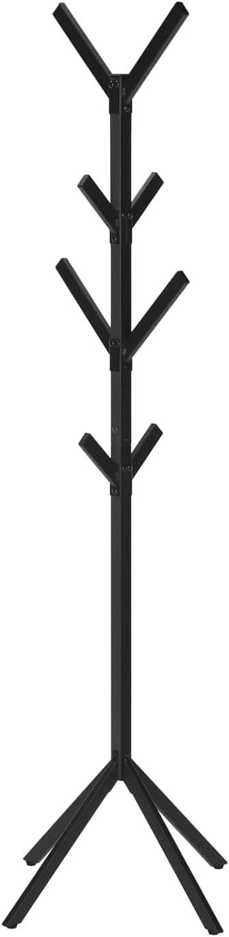 Monarch Specialties Coat Rack Hall Tree Free Standing 8 Hooks Entryway 70InchH Bedroom Metal Black Contemporary Modern