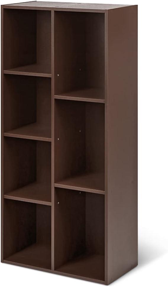 7 Cube Organizer Bookcase, Espresso, 9.3 x 19.5 x 41.7 in