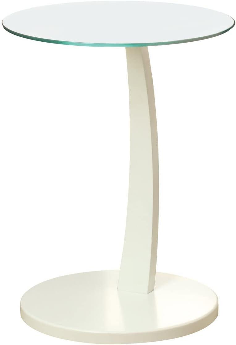 Wildt Accent Table, C-shaped, End, Side, Snack, Living Room, Bedroom, Laminate, White, Clear