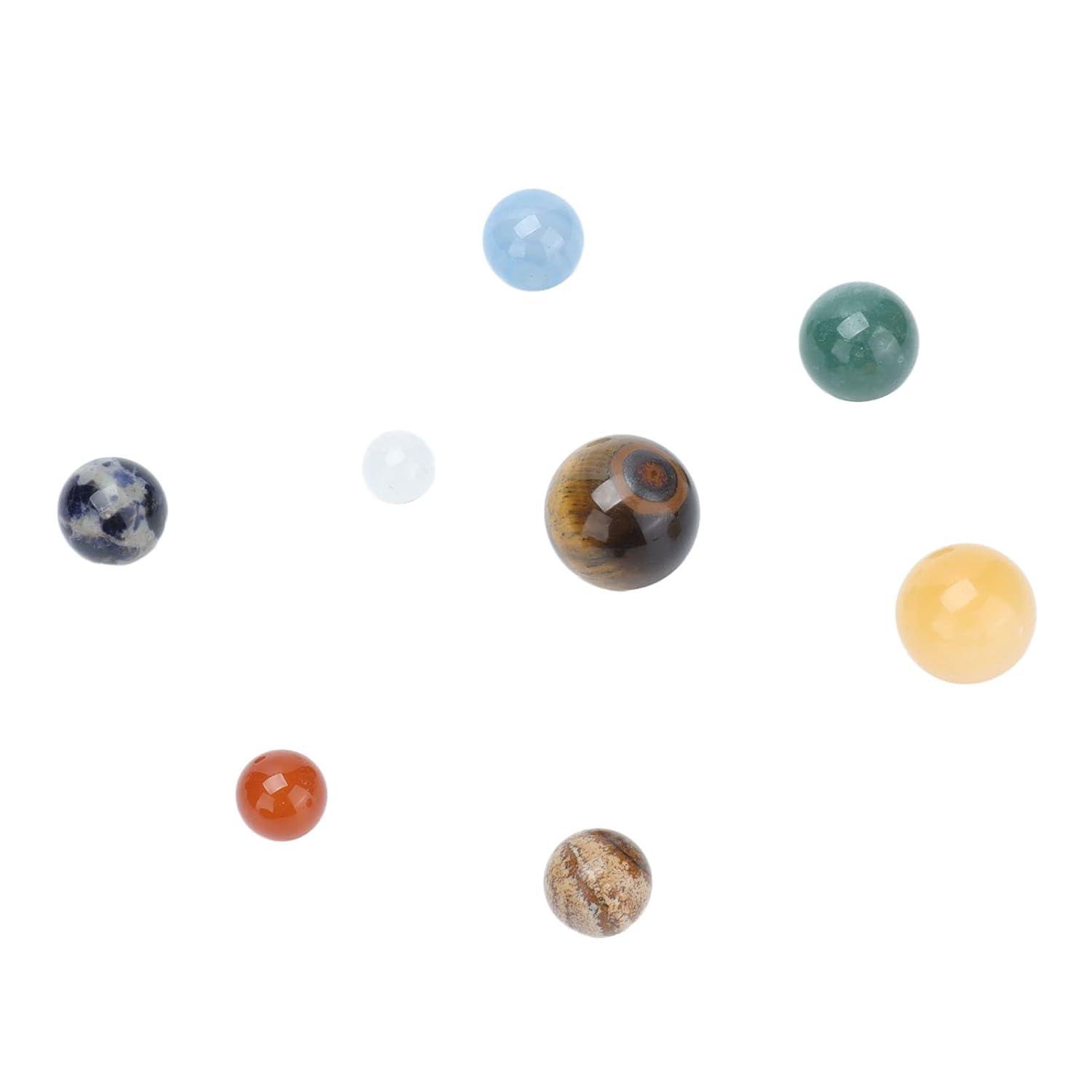 Dengmore Solar System 8 Planets Natural Gemstones Sphere with Gift Box Desk Ornaments Home Decorations