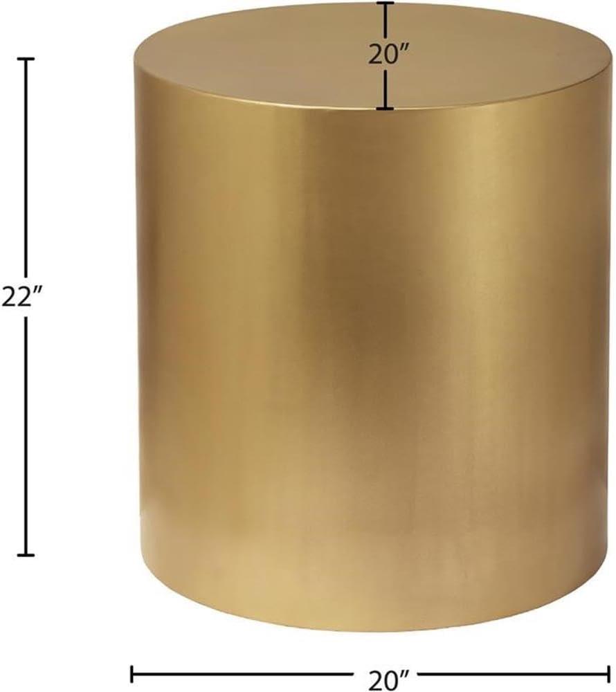Meridian Furniture Cylinder Round Brushed Gold Metal End Table