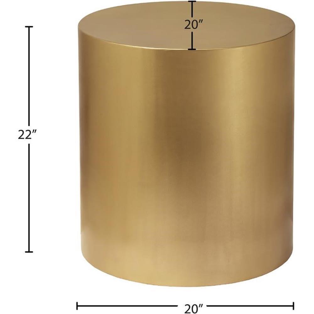 Meridian Furniture Cylinder Round Brushed Gold Metal End Table