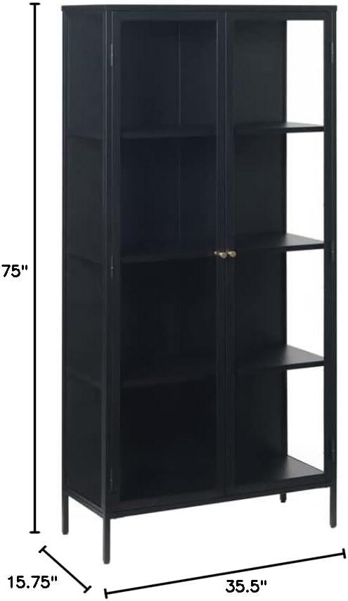 75" Metal and Glass Cabinet in Black