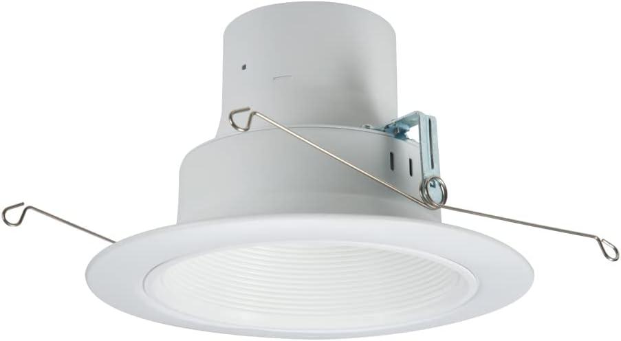 HALO RL 5 in. and 6 in. White Integrated LED Recessed Light Retrofit Trim at 3000K Soft White, Deep Baffle for Low Glare