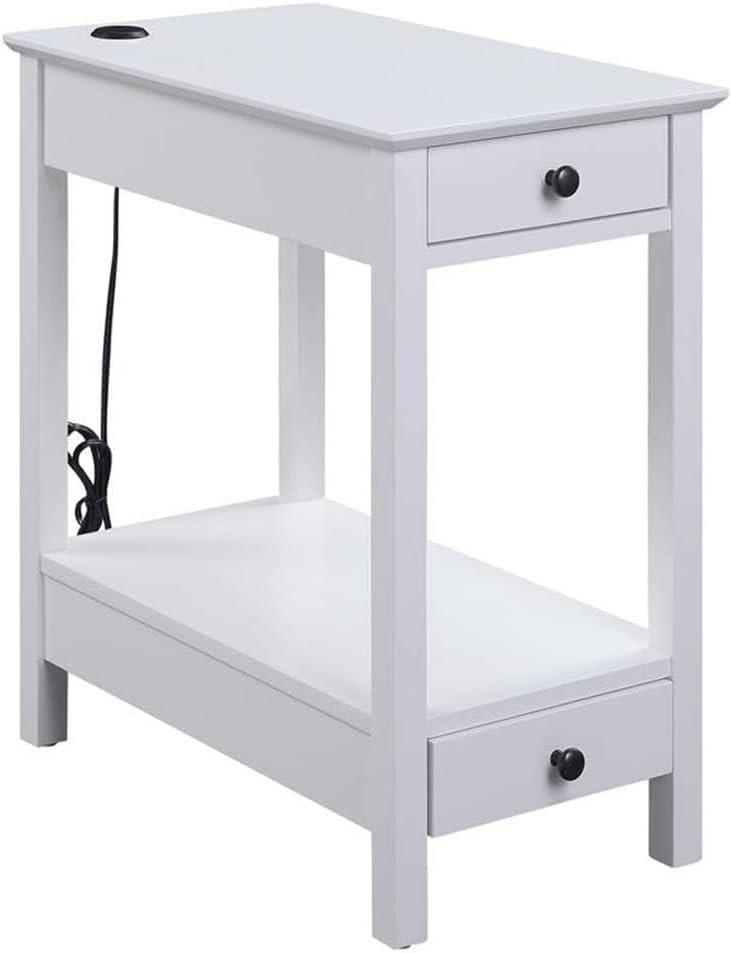 Byzad Side Table with USB Charging Dock Teal - Acme Furniture: Modern Storage, Drawer, Shelves, MDF Wood