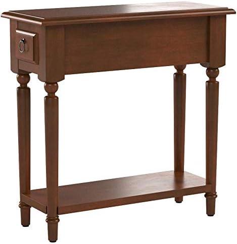 Coastal Pecan Silky Finish Narrow Chairside Table with Storage