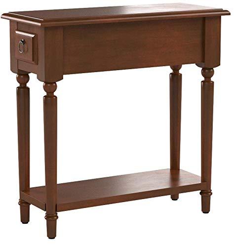 Coastal Pecan Silky Finish Narrow Chairside Table with Storage