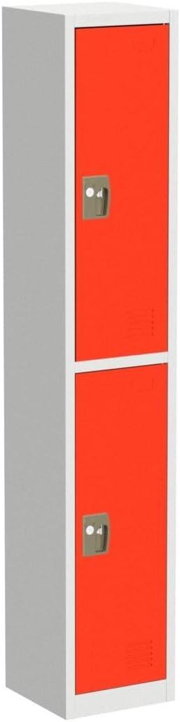 Red Steel Freestanding Locker with Adjustable Shelving