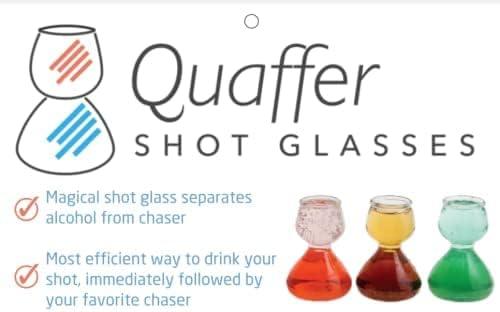 QUAFFER Double Bubble Layered PLASTIC Shot Glass – Clear Chaser Shot Glass Jigger for Smooth Tasty Shots – Fun Unique Split Shot Glasses Barware (Set of 4)