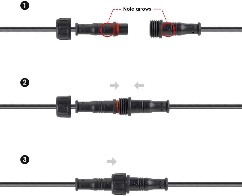 BTF-LIGHTING 3 Pin Electrical Connector 22AWG IP65 Male Female Connector 7.87in/20cm Extension Cable for Car,Truck,Boat,Indoor/Outdoor LED Strip Lights/String 15mm Nut Small Size 5 Pairs