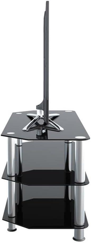 AVF Transitional Steel and Glass TV Stand for up to 50" TVs in Black/Chrome