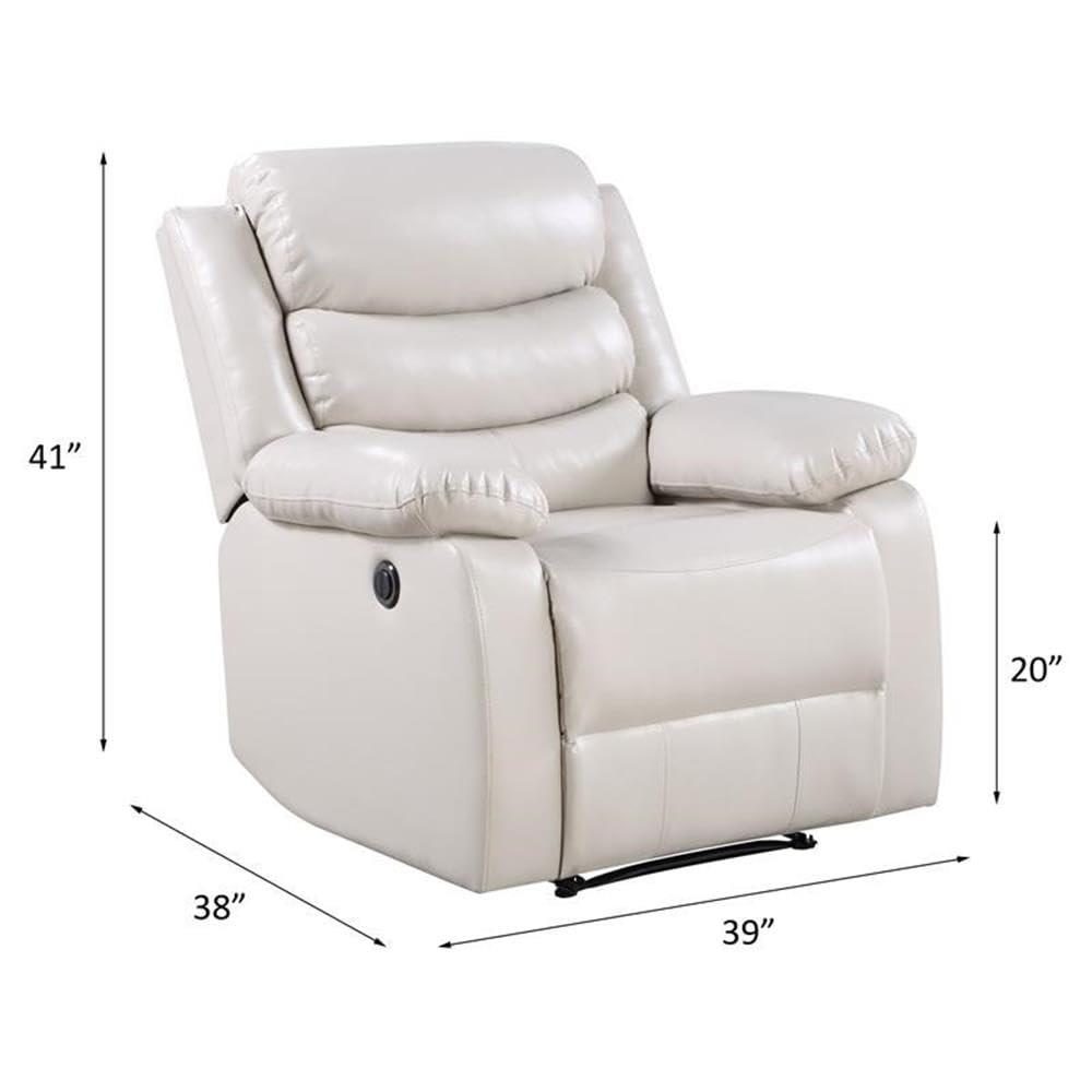 39" Eilbra PU Accent Chair Beige - Acme Furniture: Smooth Faux Leather, Pocket Coil Seating